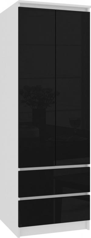 Šatní skříň Star 60 cm bílá/černá lesk