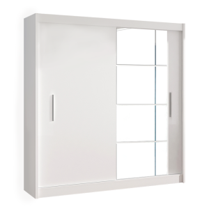 Skriňa s posuvnými dverami, biela, 180x215, LOW