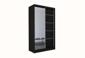 Expedo Skriňa s posuvnými dverami a zrkadlom ELVIRA, čierna, 150x216x61