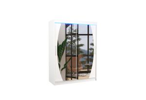 Expedo Posuvná skriňa so zrkadlom BRANDON, 150x200x58, biela + LED