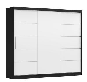 Šatní skříň ALBA II 250 cm černá/bílá