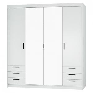Skriňa Elena 4D 6S biela/zrkadlo