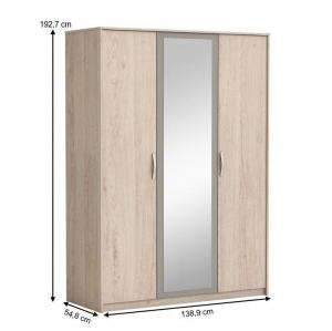 Vešiaková 3-dverová skriňa so zrkadlom GRAPHIC dub arizona / sivá Tempo Kondela #3 small